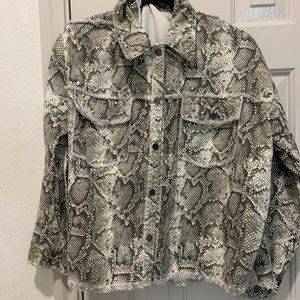 Zara Snake Pattern Studded Jean Jacket